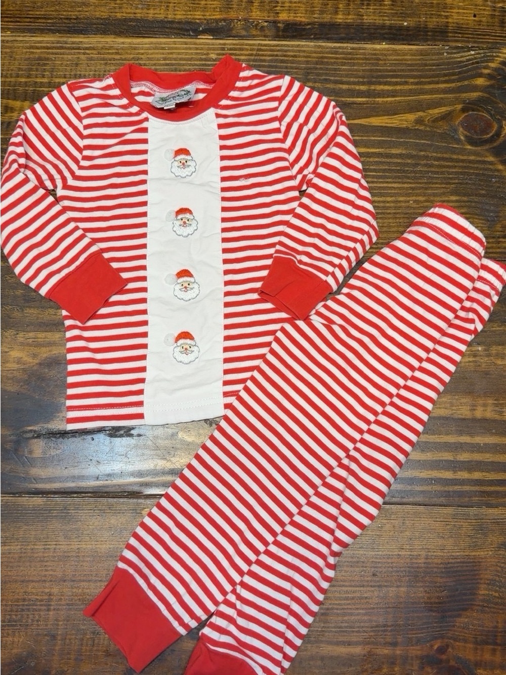 Cecil & Lou Red & White Striped Santa Pajama Set - Holiday Sleepwear